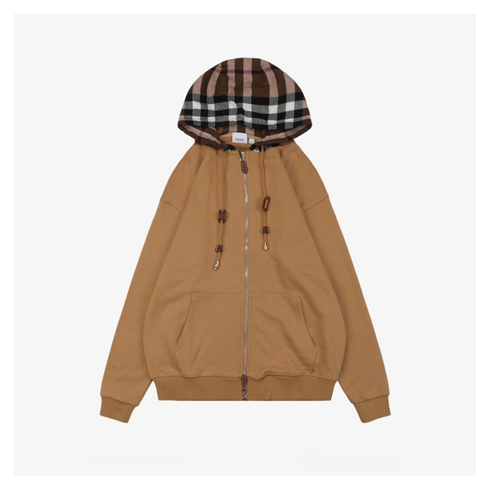 Bbry Check Hooded Zip Up Jacket