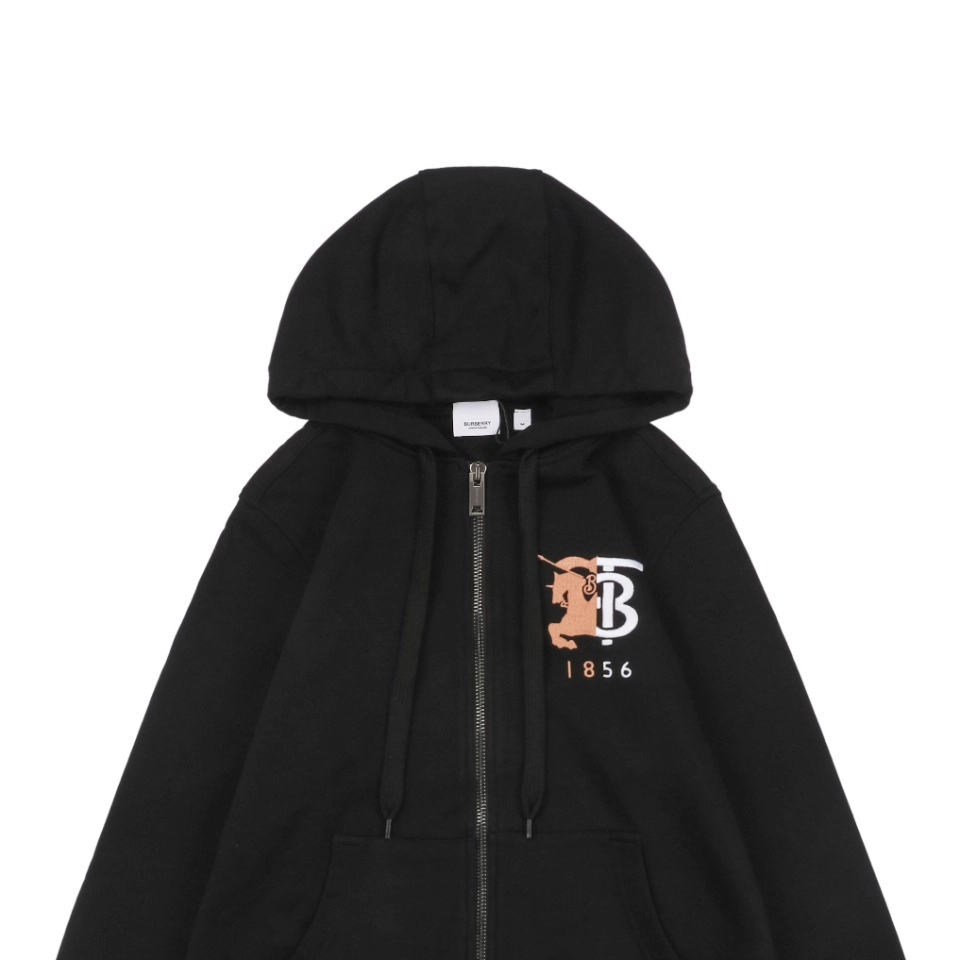 Bbry Colorblock Equestrian Logo Zip Hoodie