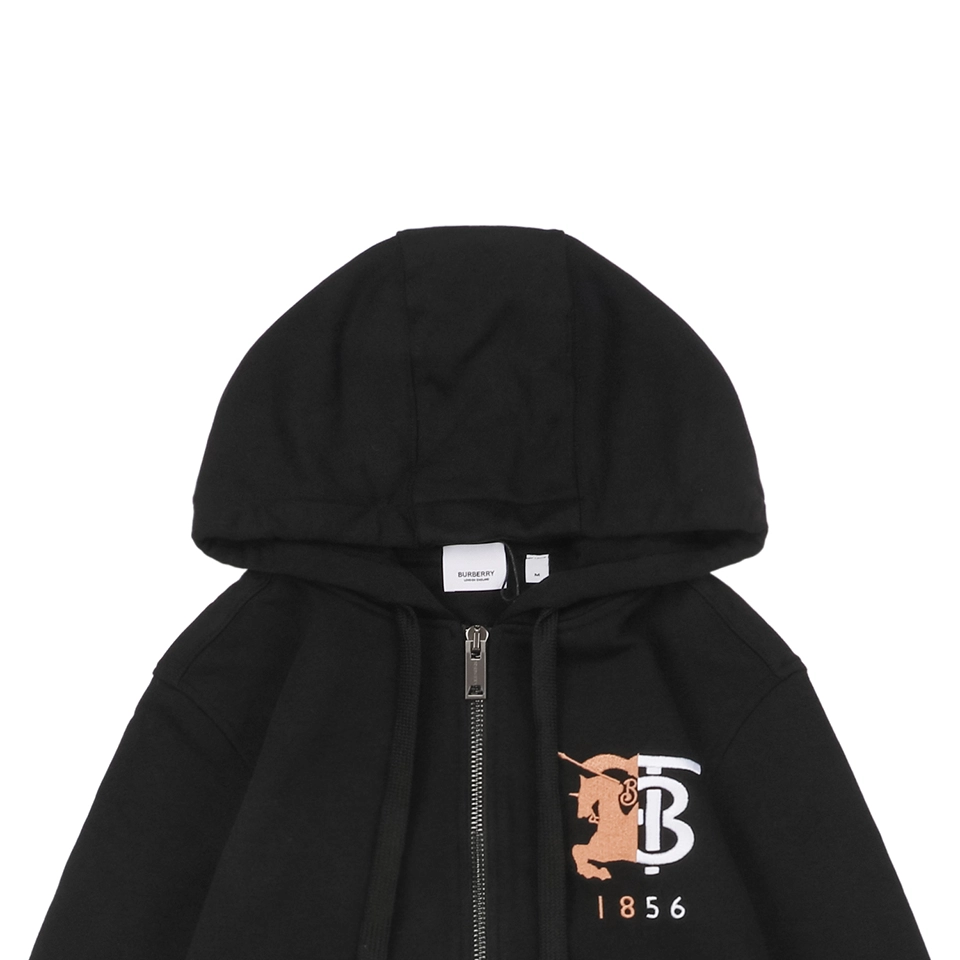 Bbry Colorblock Equestrian Logo Zip Hoodie