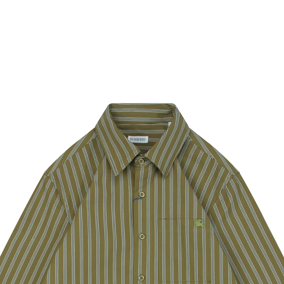 Bbry Equestrian Logo Pocket Striped Shirt