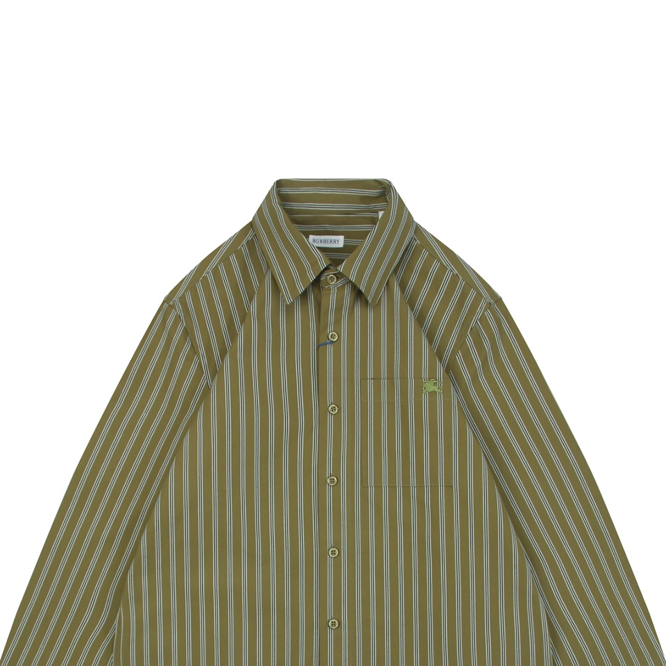 Bbry Equestrian Logo Pocket Striped Shirt