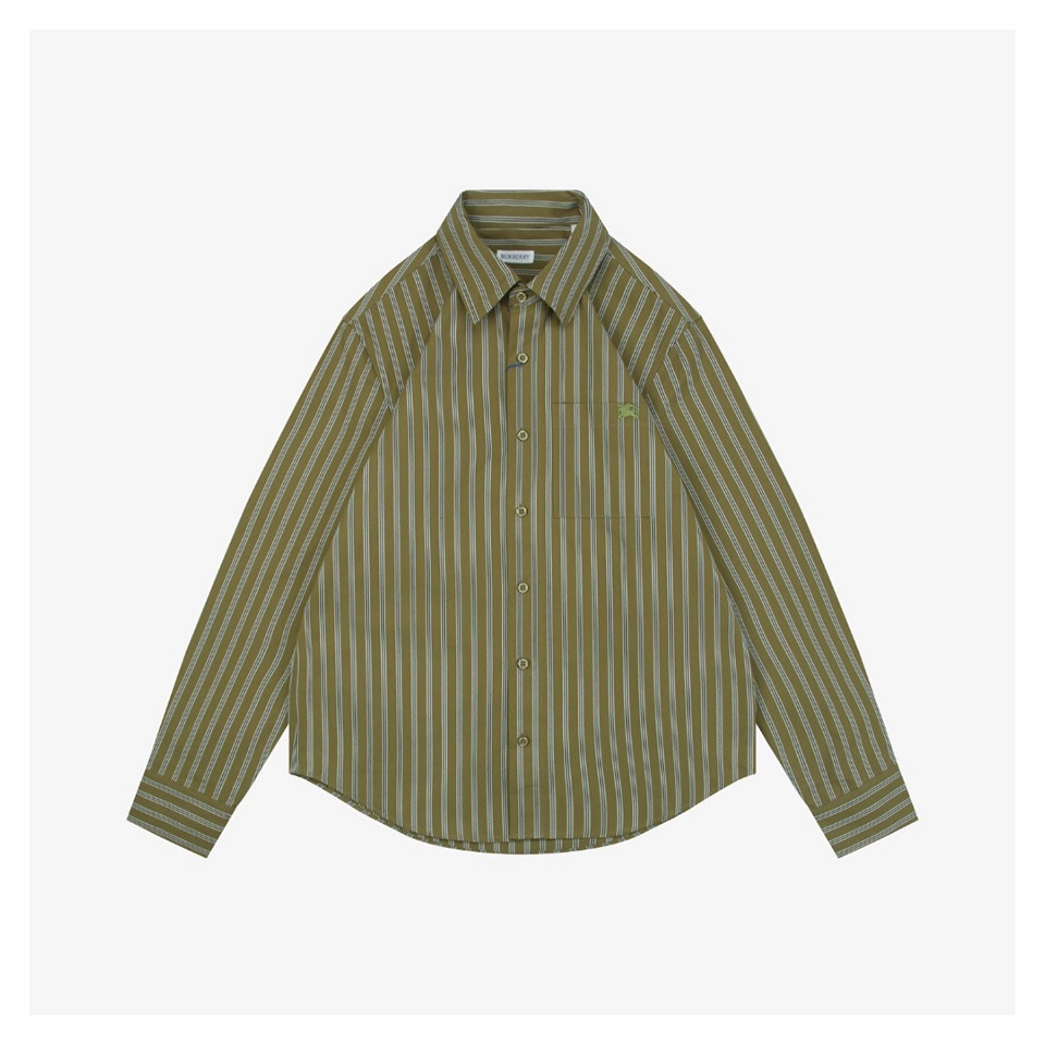 Bbry Equestrian Logo Pocket Striped Shirt