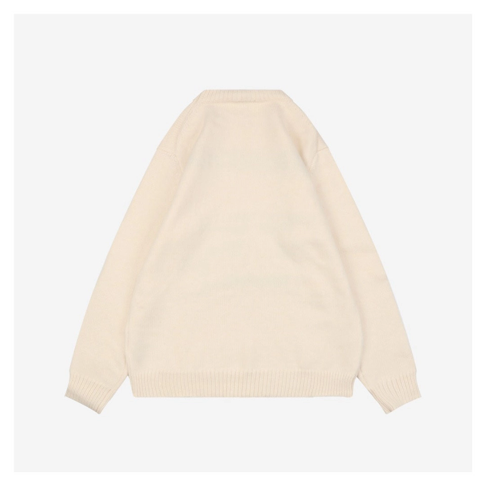Bbry Horse Logo Wool Knit Sweater Beige
