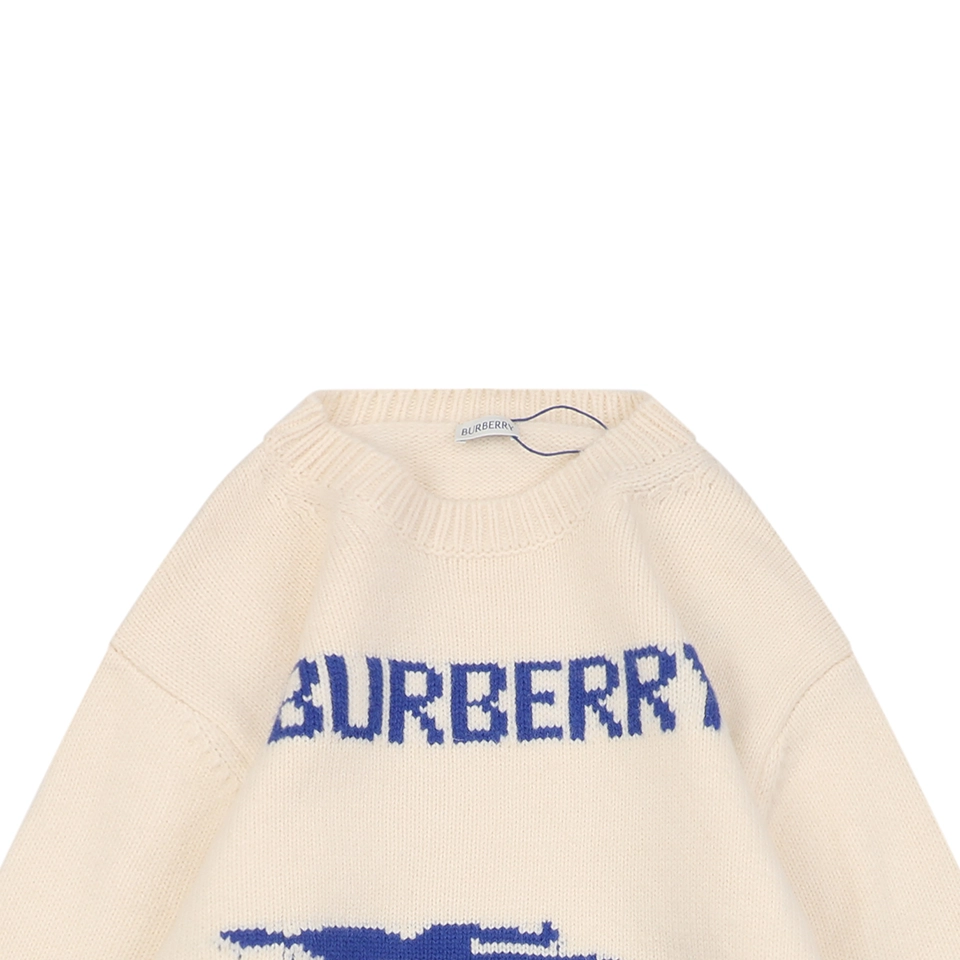 Bbry Horse Logo Wool Knit Sweater Beige