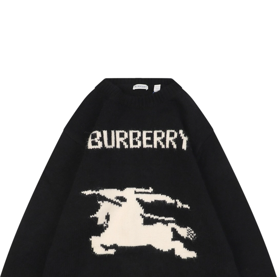 Bbry Horse Logo Wool Knit Sweater