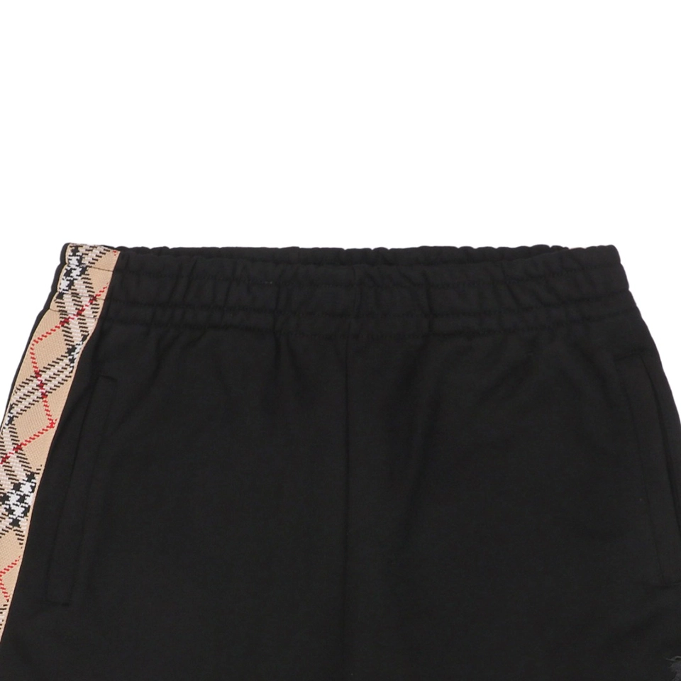 Bbry Knight Crest Embroidery Check Tape Cotton Shorts