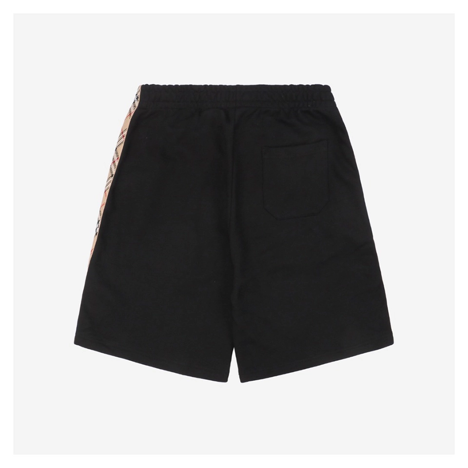 Bbry Knight Crest Embroidery Check Tape Cotton Shorts
