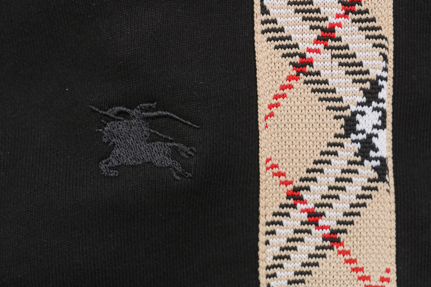 Bbry Knight Crest Embroidery Check Tape Cotton Shorts