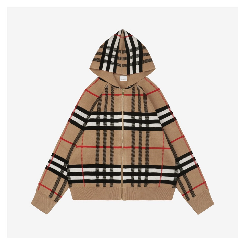 Bbry Reversible Check Knight Zip Hoodie