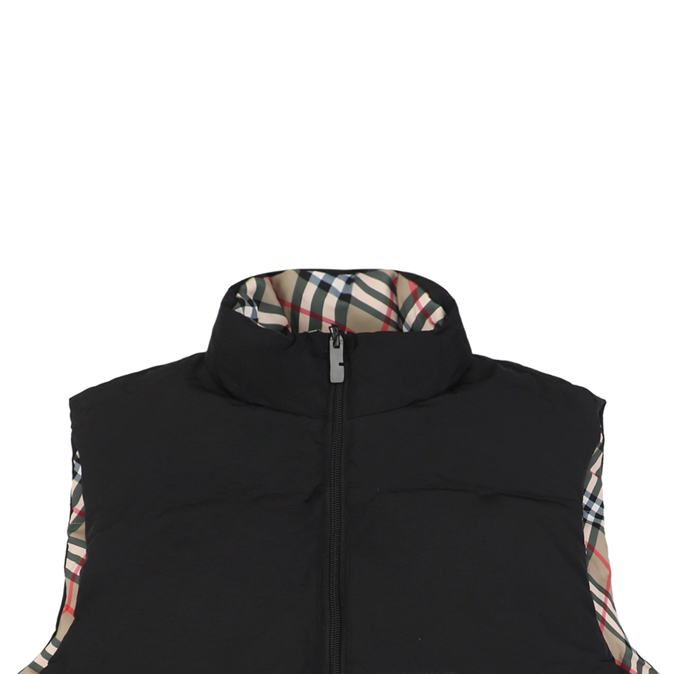 Bbry Reversible Vintage Check Equestrian Knight Down Vest
