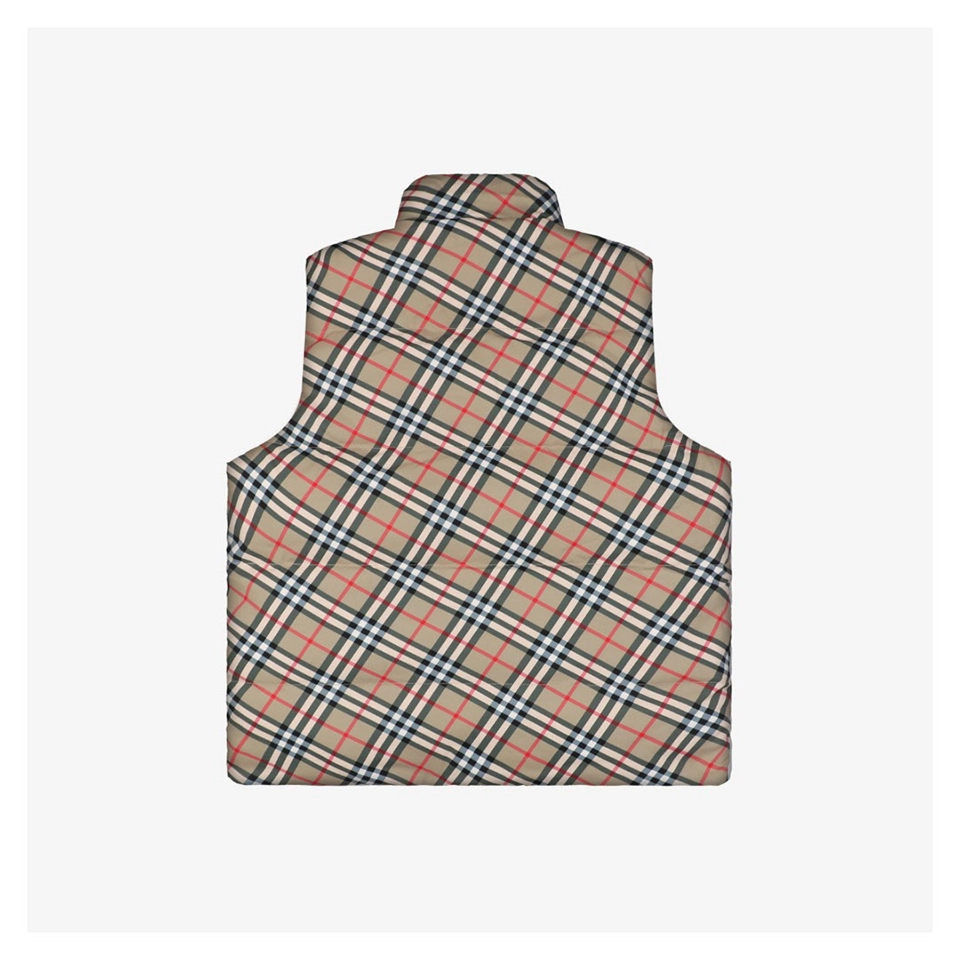 Bbry Reversible Vintage Check Equestrian Knight Down Vest