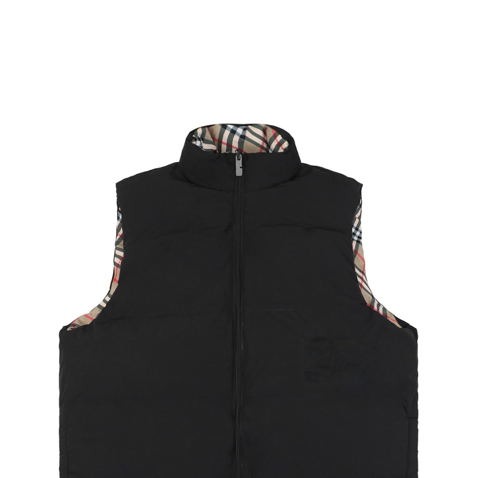 Bbry Reversible Vintage Check Equestrian Knight Down Vest