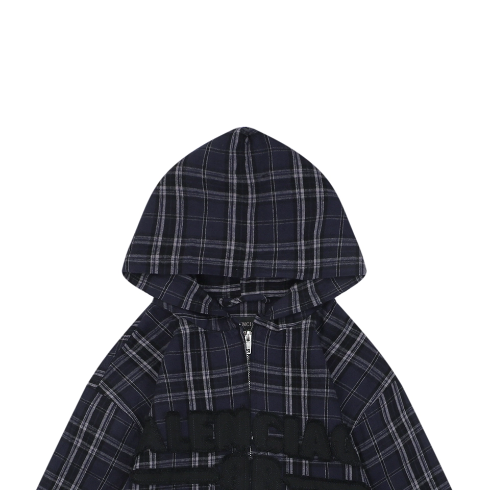 Blcg Checkered Hooded Patch Logo Jacket