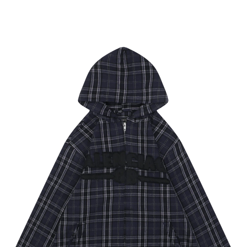 Blcg Checkered Hooded Patch Logo Jacket