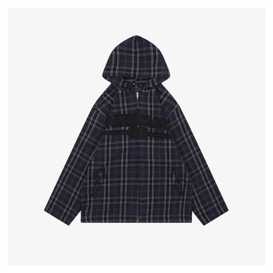 Blcg Checkered Hooded Patch Logo Jacket