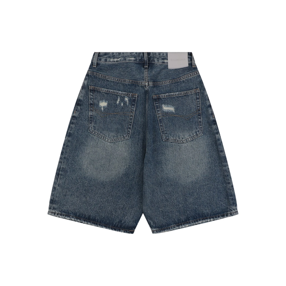 Blcg Distressed Wide Leg Denim Shorts