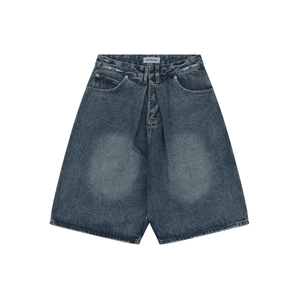 Blcg Distressed Wide Leg Denim Shorts