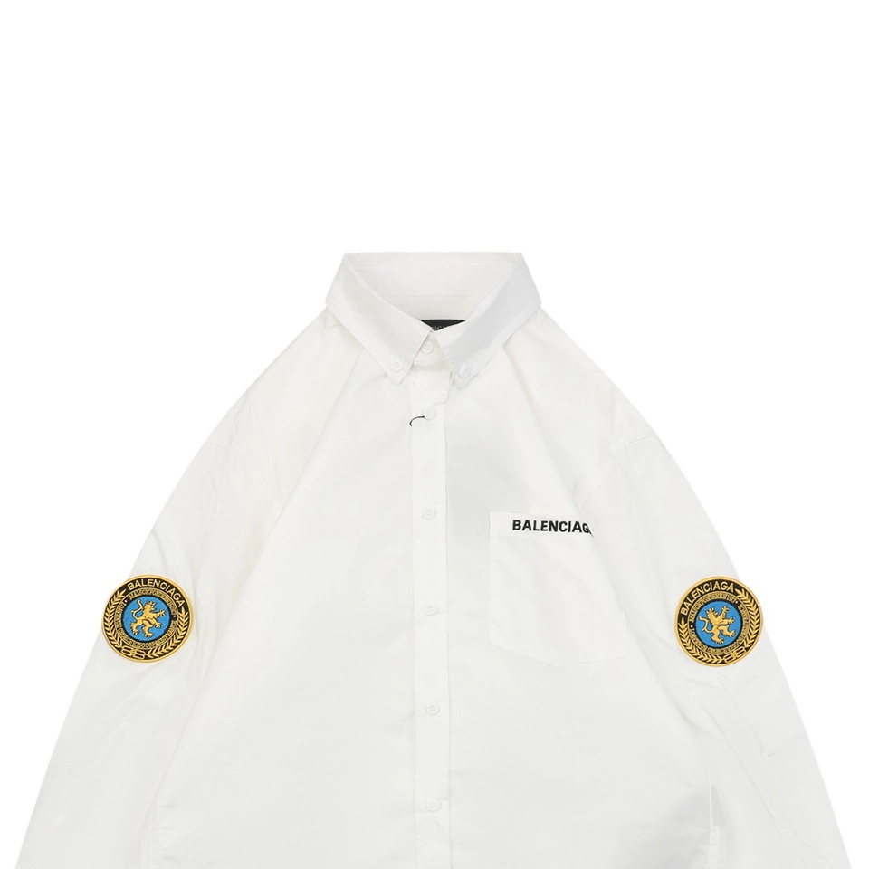 Balenciaga-Embroidered-Crest-Lion-Patch-Shirt3.jpeg.webp Blcg Embroidered Crest Lion Patch Shirt