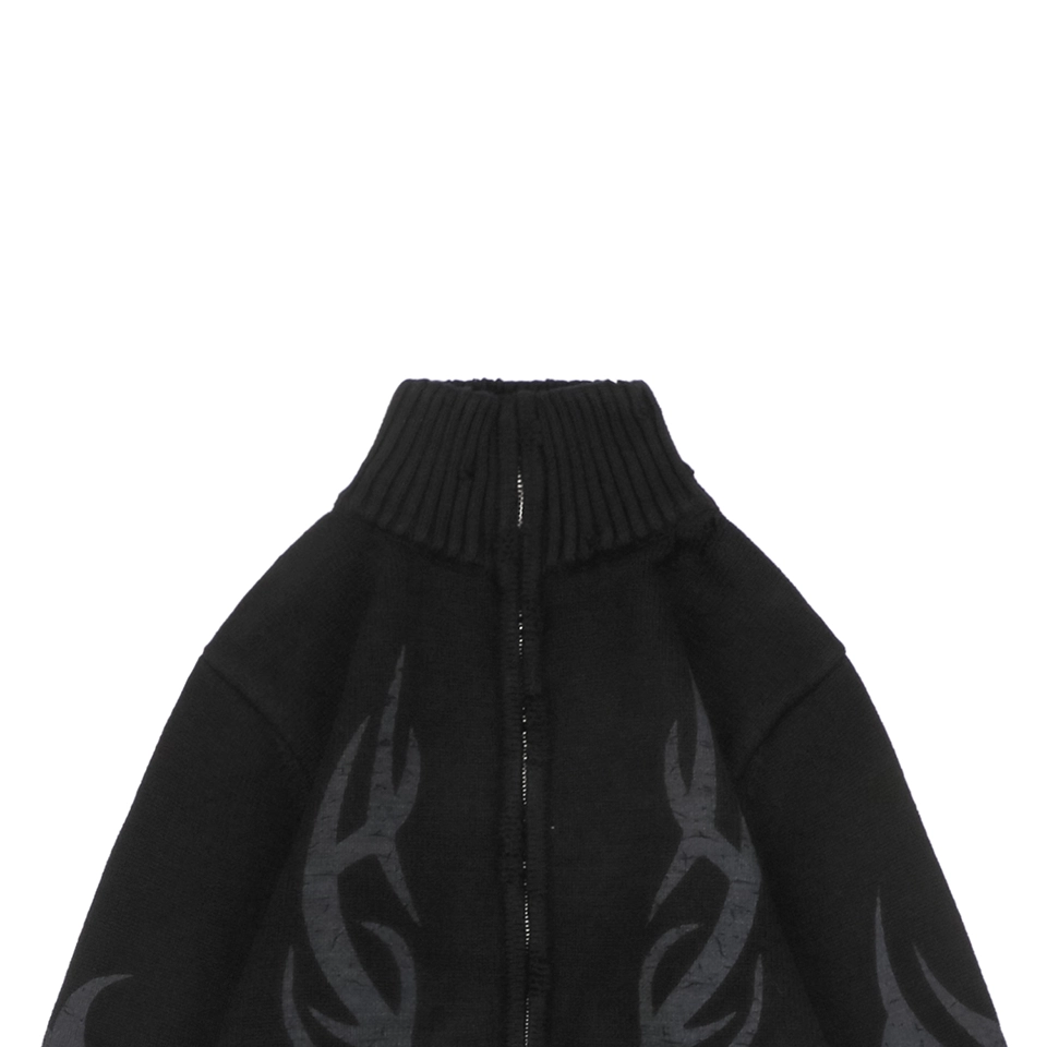 Blcg Flame Totem Distressed Destroyed Cardigan Jacket