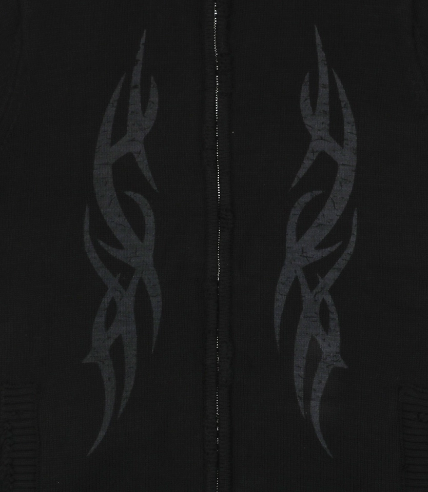 Blcg Flame Totem Distressed Destroyed Cardigan Jacket