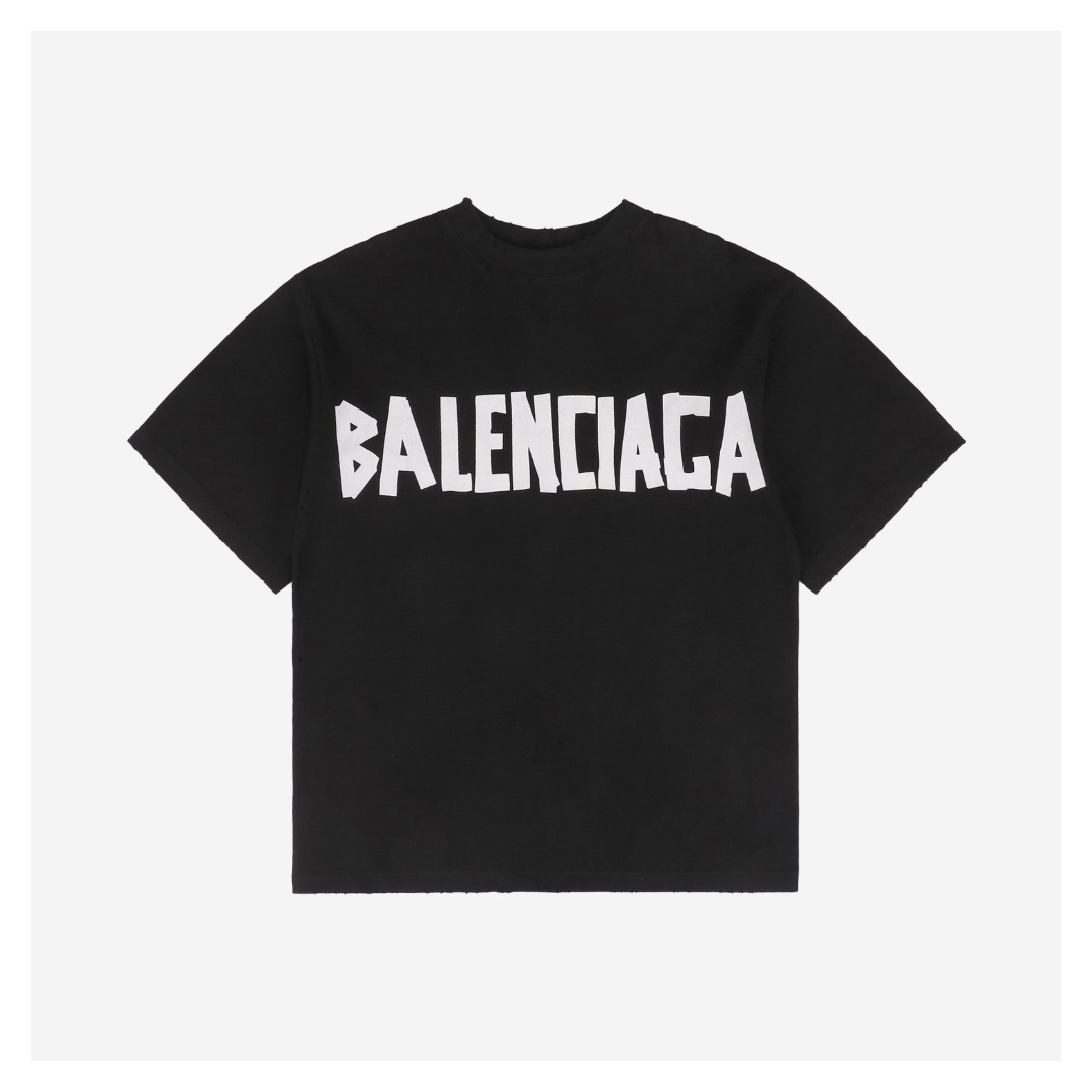 Balenciaga-Grey-White-Tape-Print-T-Shirt2.jpeg.jpg Blcg Grey White Tape Print T Shirt
