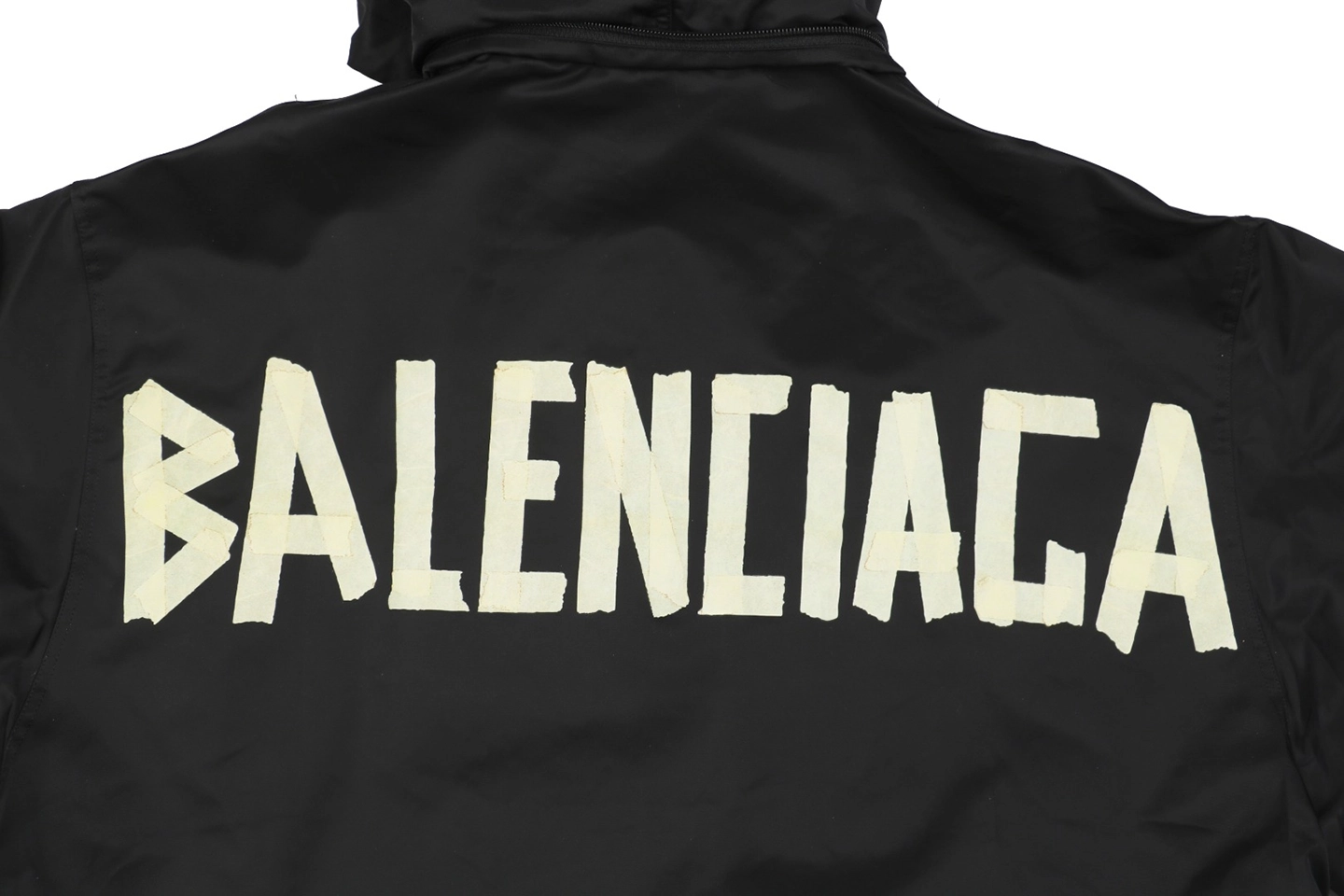 Blcg Yellow Tape Logo Hooded Windbreaker Jacket