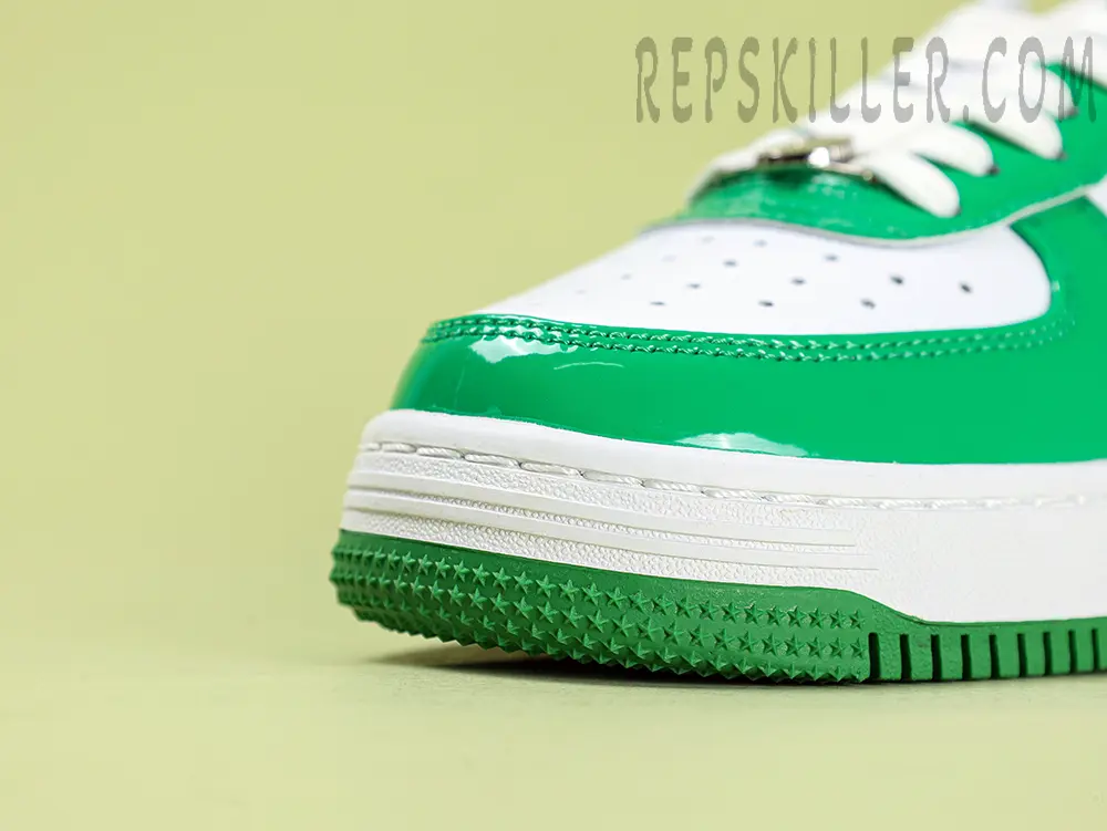 A Bathing Ape Bapesta Green Patent Leather Low Sneakers