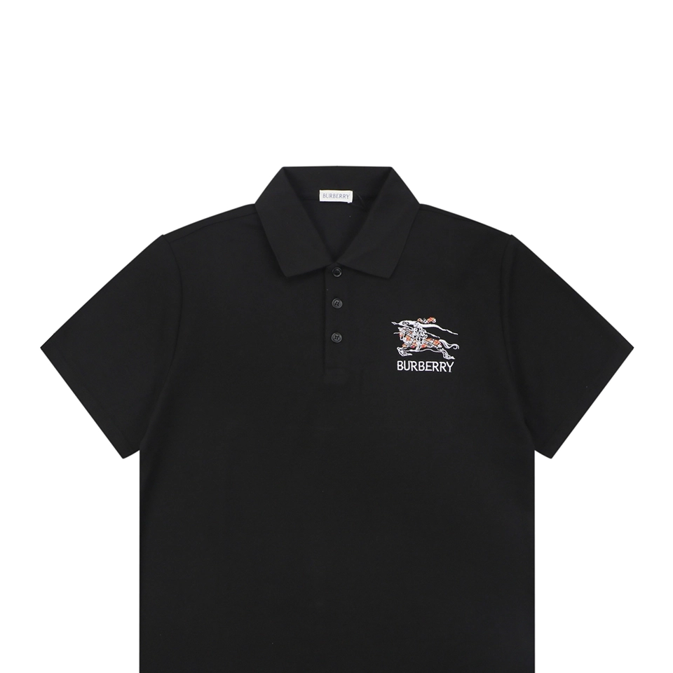Bbry Knight Logo Embroidered Cotton Polo T Shirt