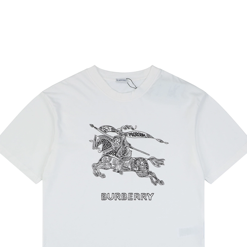 Bbry Large Equestrian Knight Logo Embroidered Washed Cotton T Shirt
