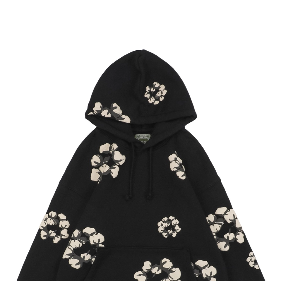 Denim Tears X Cpfm Cotton Wreath Puff Print Hoodie Black