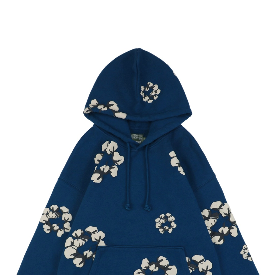 Denim Tears X Cpfm Cotton Wreath Puff Print Hoodie Dark Blue