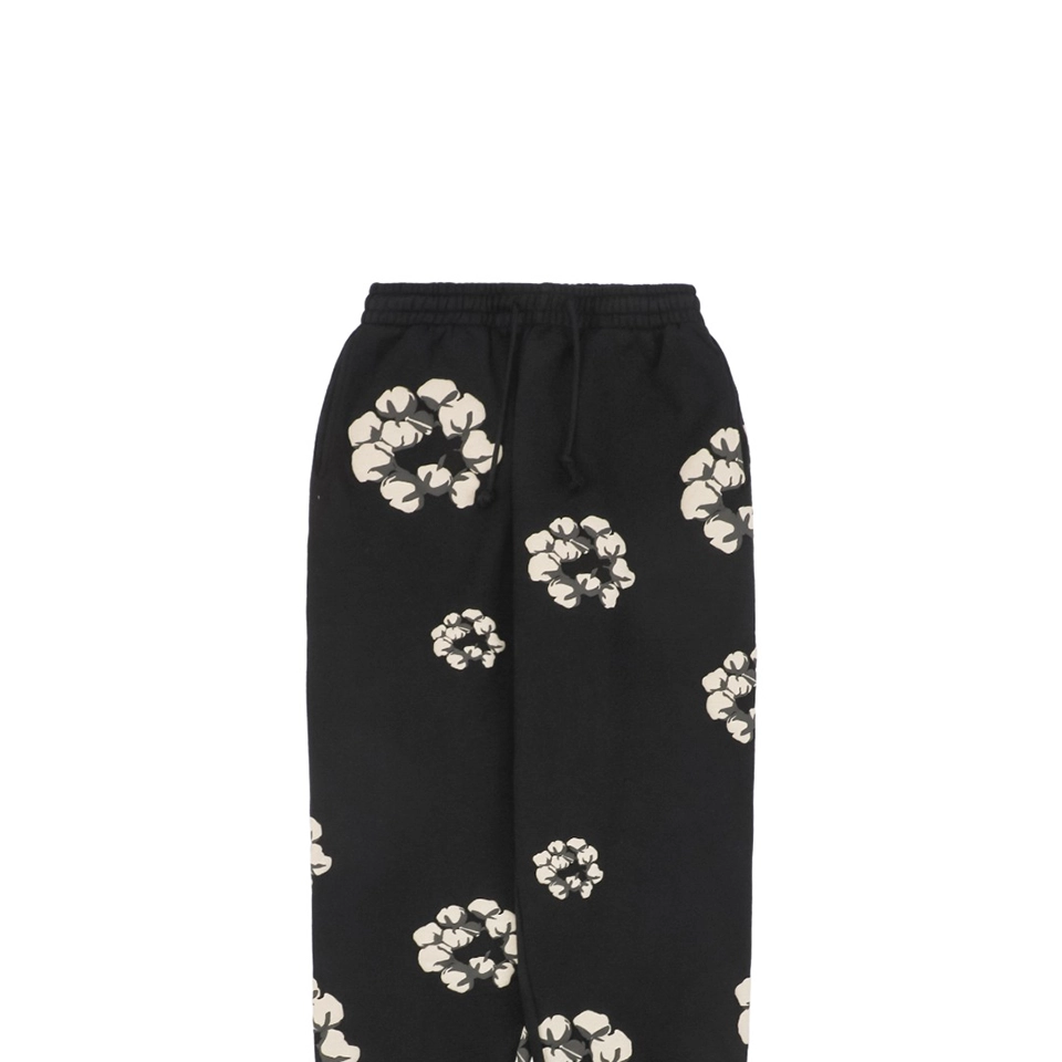 Denim Tears X Cpfm Cotton Wreath Puff Print Sweatpants Black