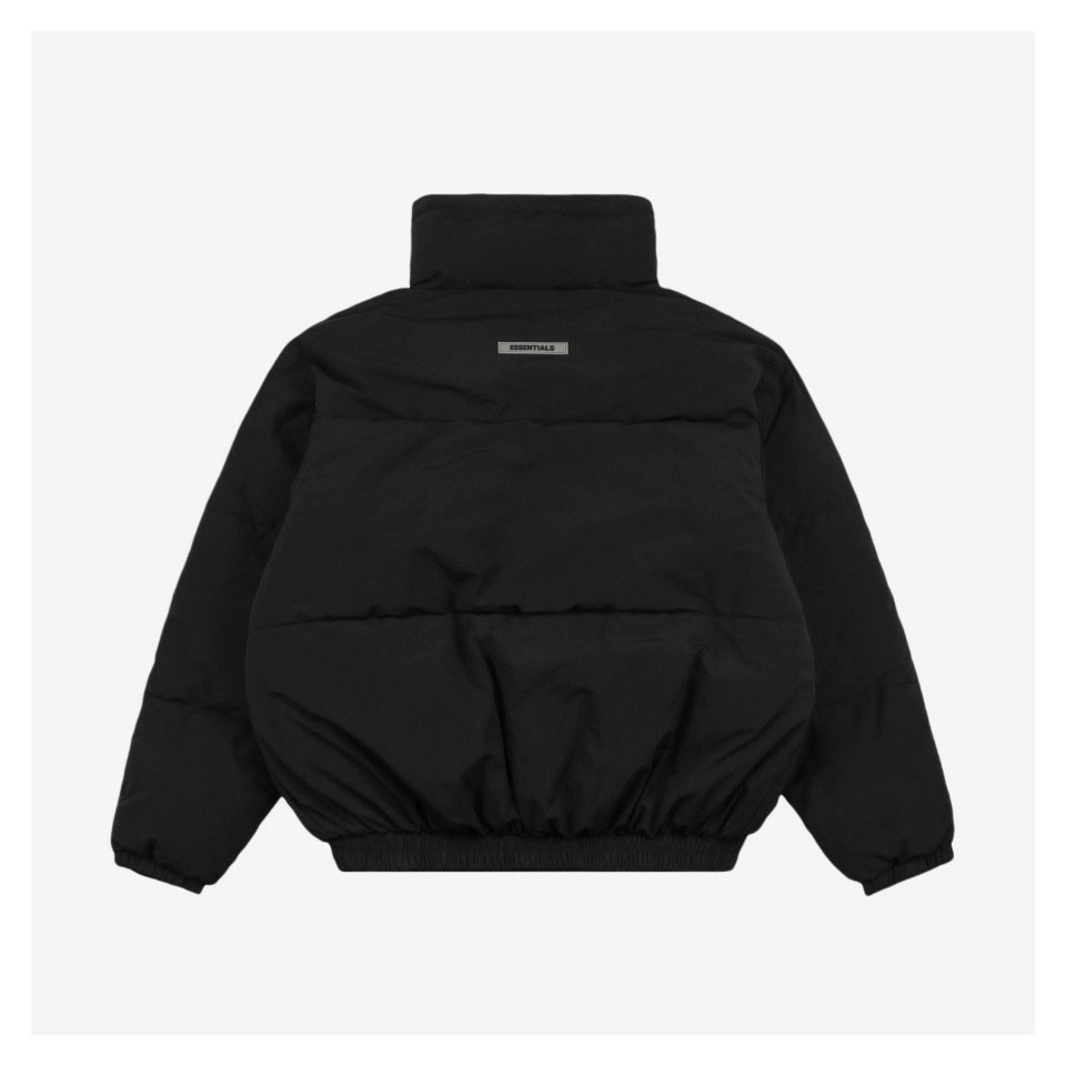Essentials Double Stitch Stand Collar Puffer Jacket Black