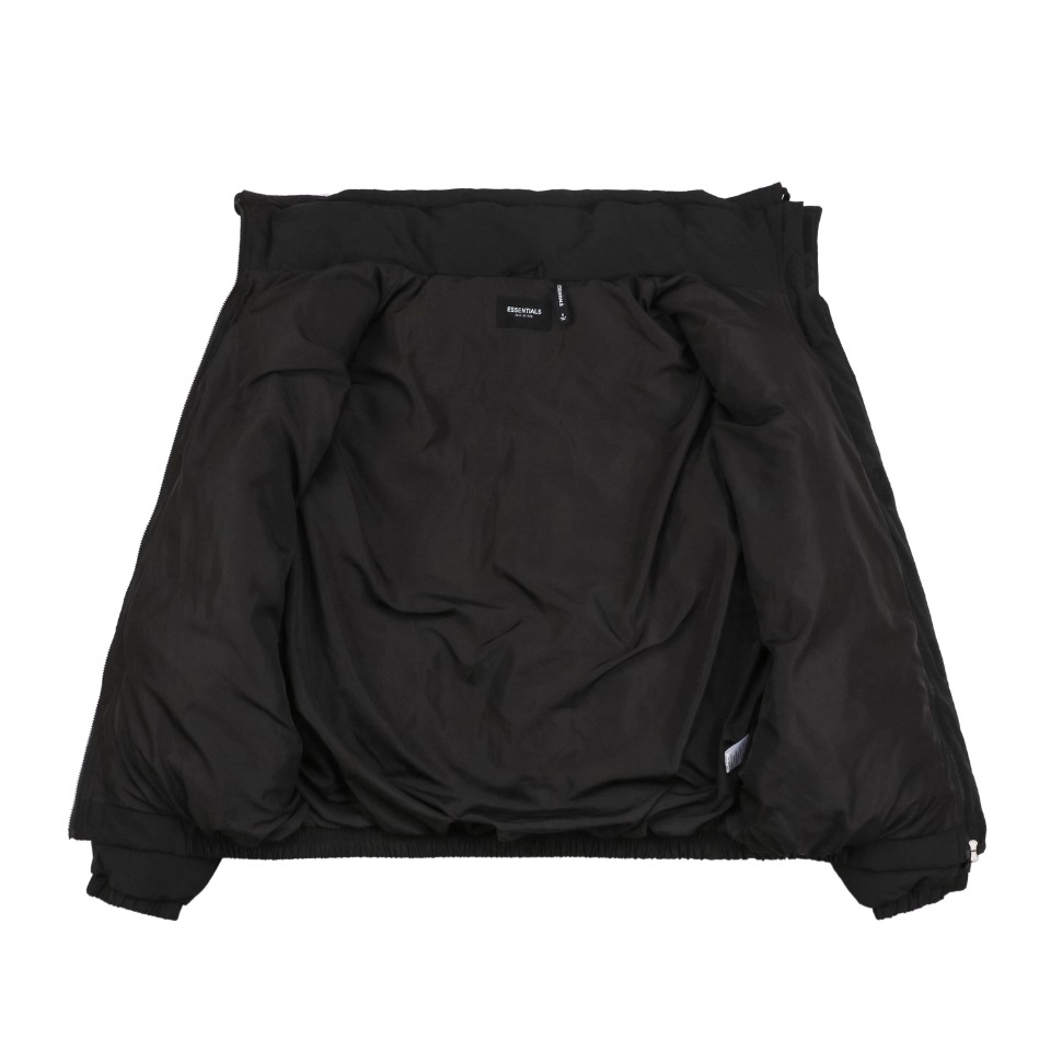 Essentials Double Stitch Stand Collar Puffer Jacket Black