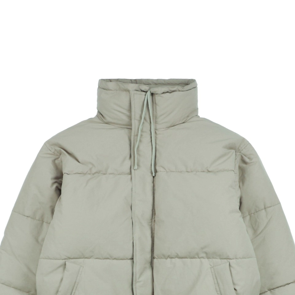 Essentials Double Stitch Stand Collar Puffer Jacket Green