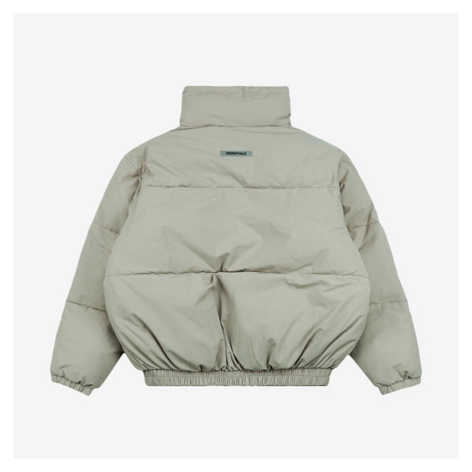 Essentials Double Stitch Stand Collar Puffer Jacket Green