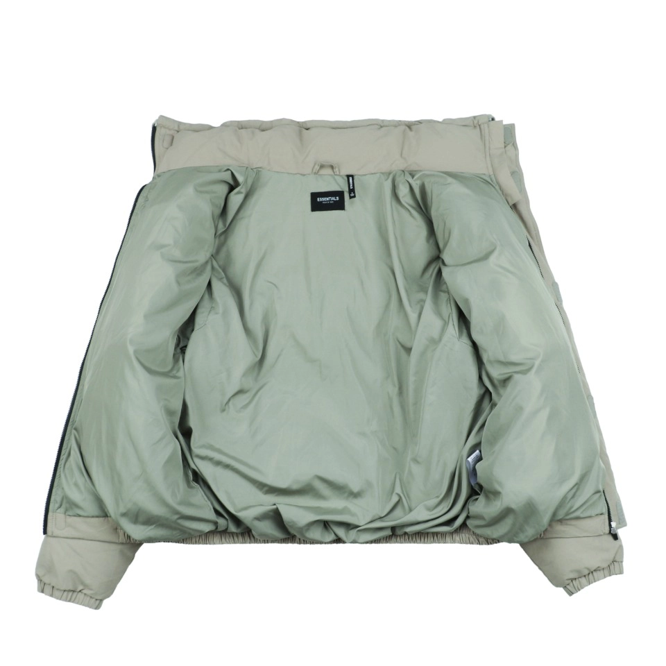 Essentials Double Stitch Stand Collar Puffer Jacket Green