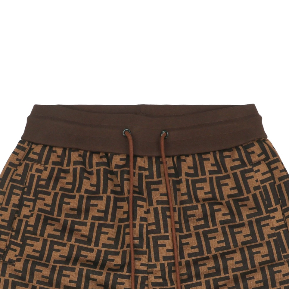 F Allover Ff Print Colorblock Waistband Shorts