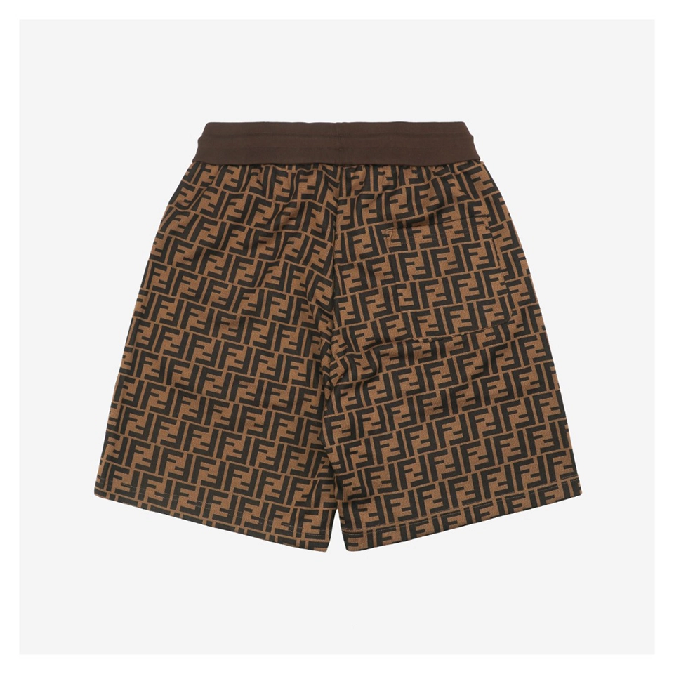 F Allover Ff Print Colorblock Waistband Shorts