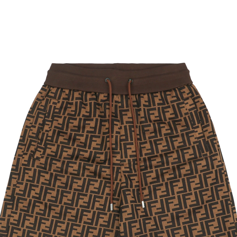 F Allover Ff Print Colorblock Waistband Shorts