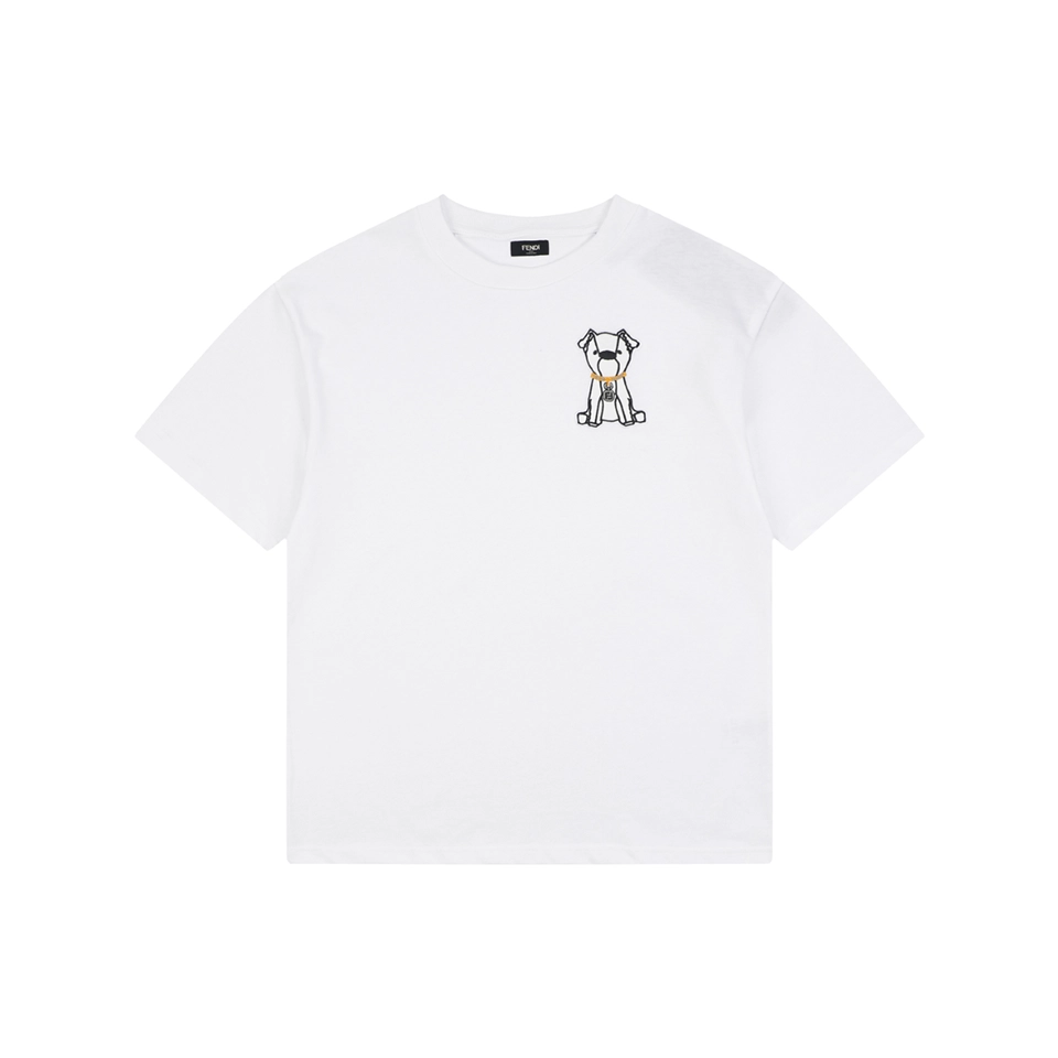 Fd Embroidered Dog Patch T Shirt