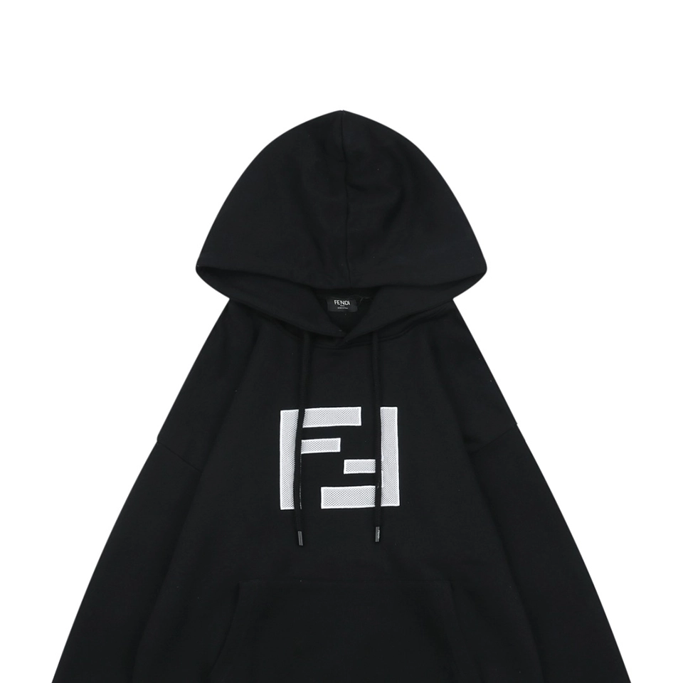 F Mesh Embroidered Logo Hoodie