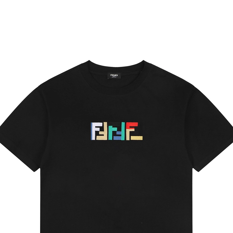 Fd Multicolor Ff Embroidery Cotton T Shirt