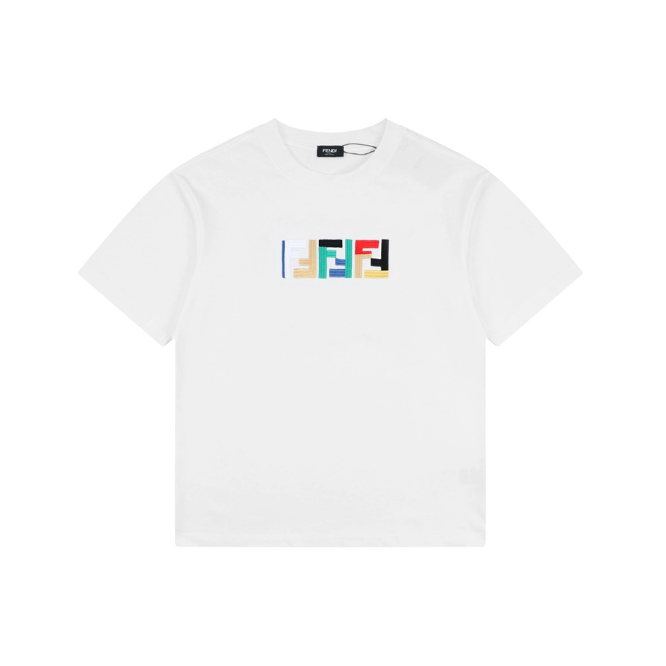 Fd Multicolor Ff Embroidery Cotton T Shirt