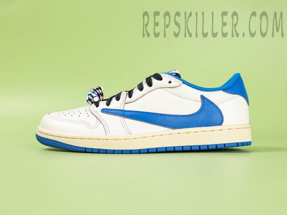 Fragment Design X Travis Scott X Air Jordan 1 Retro Low Og Sp Sail Military Blue