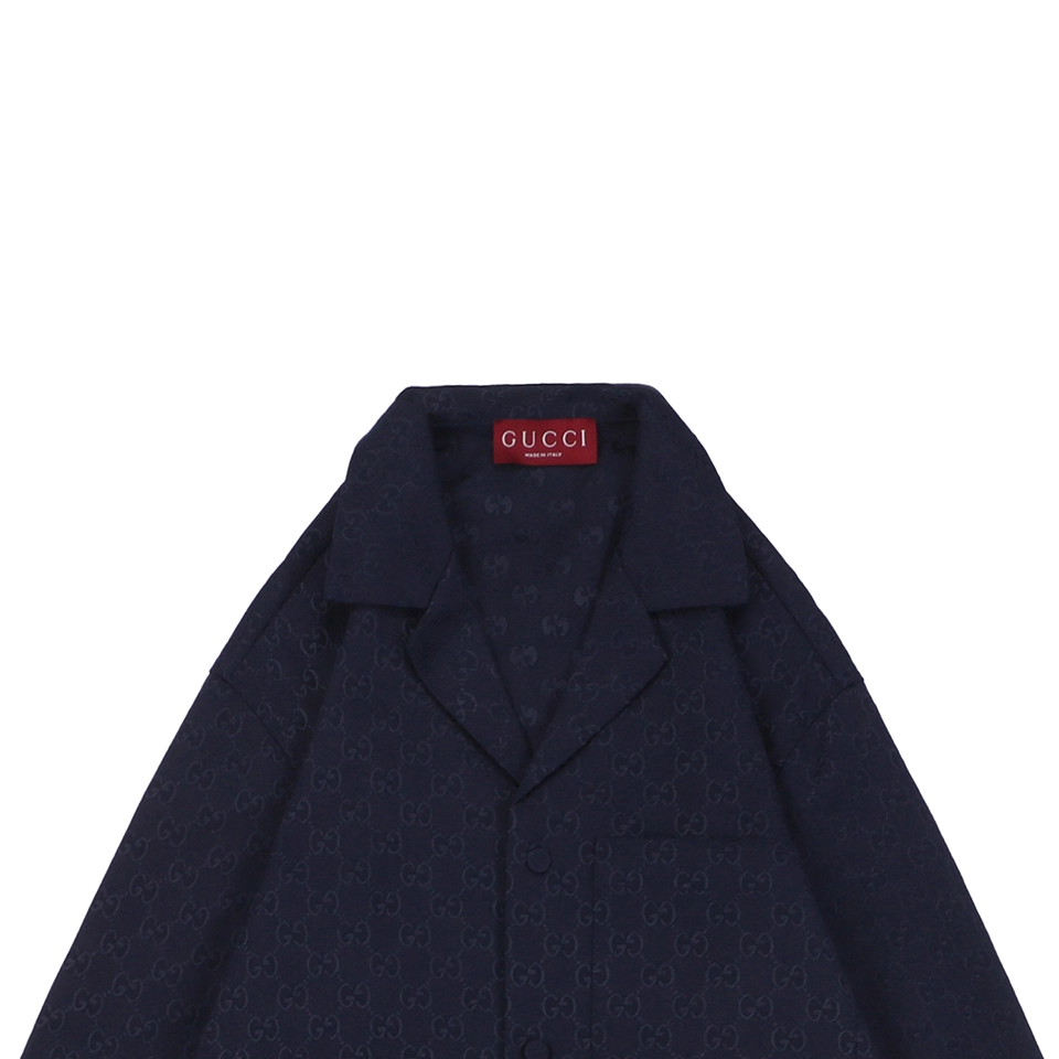 Gg Jacquard Collared Long Sleeve Shirt