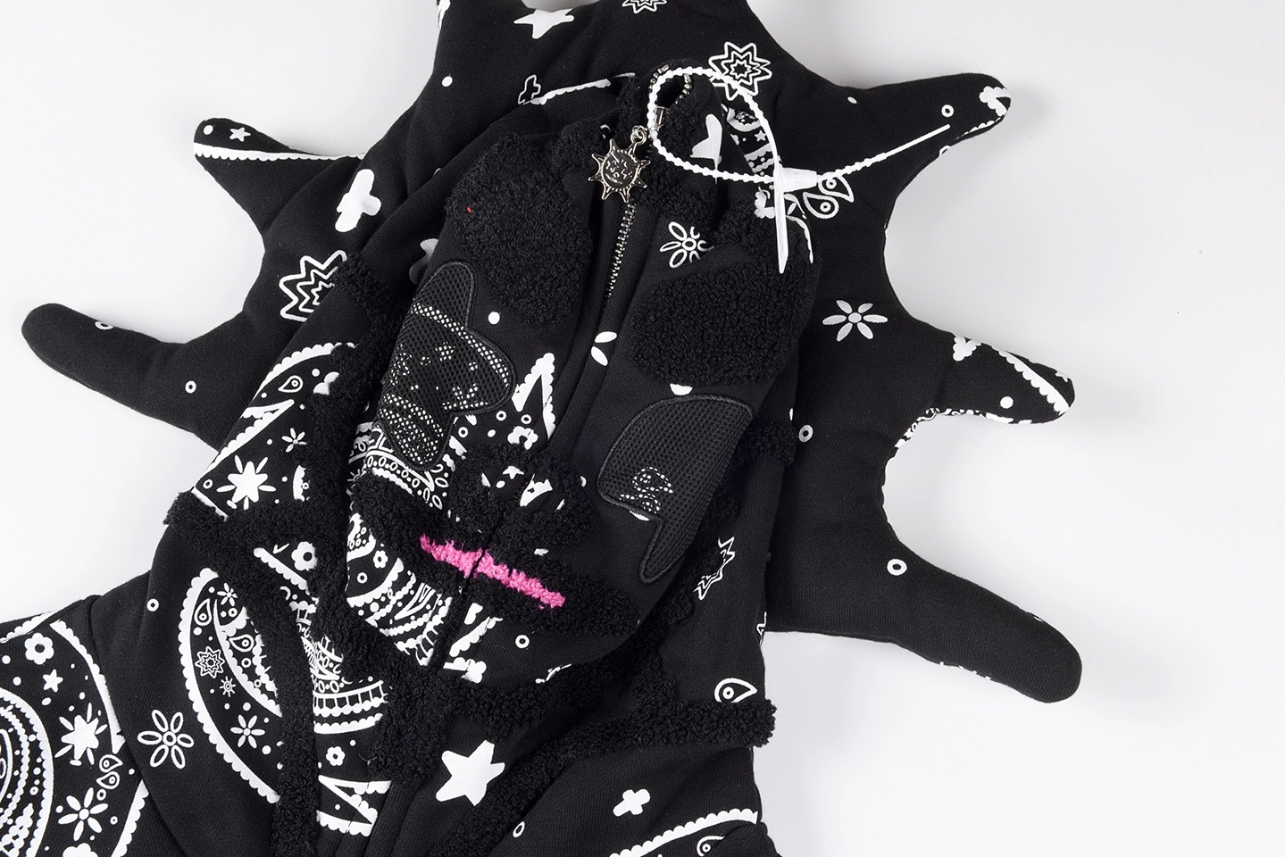 Glo Gang Black Bandana Full Zip Spiked Hoodie
