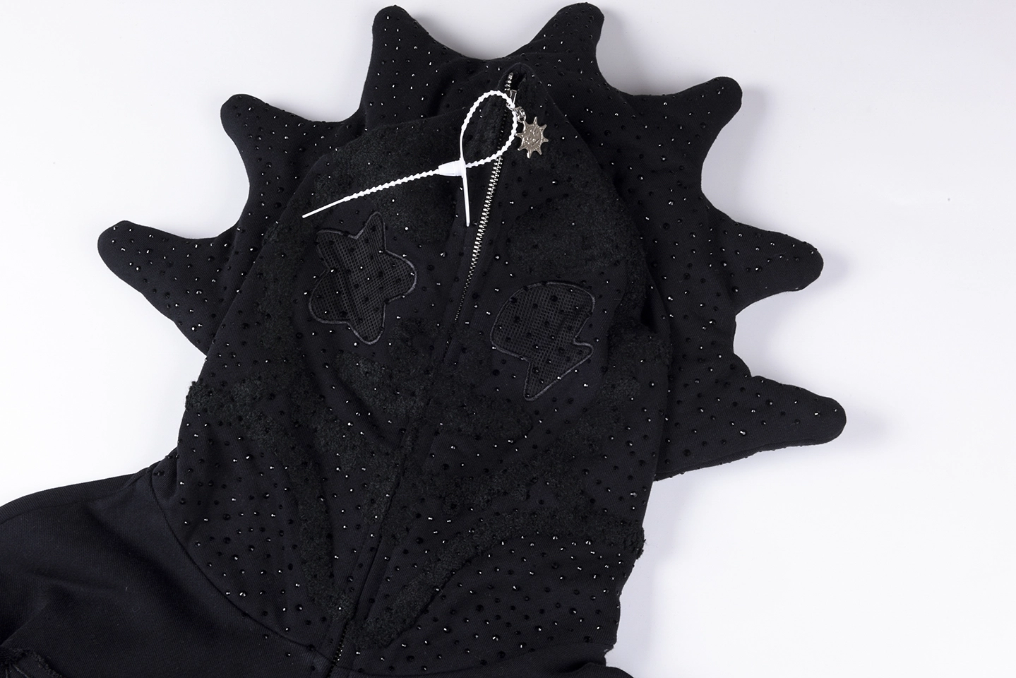 Glo Gang Black Rhinestone Spiked Full Zip Hoodie