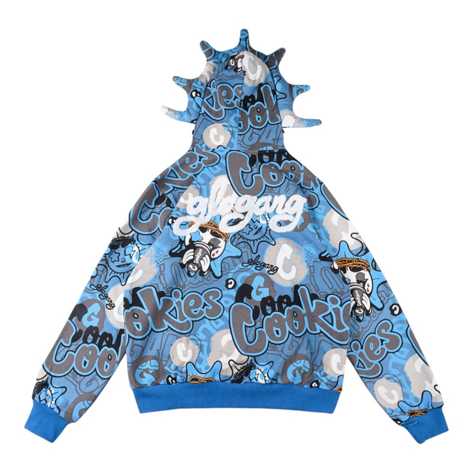 Glo Gang Blue Cookie Graphic Full Zip Hoodie