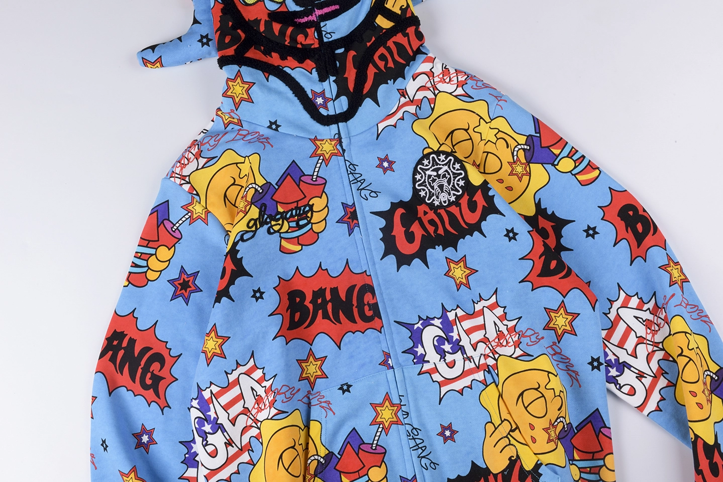 Glo Gang Comic Fireworks Blue Hoodie